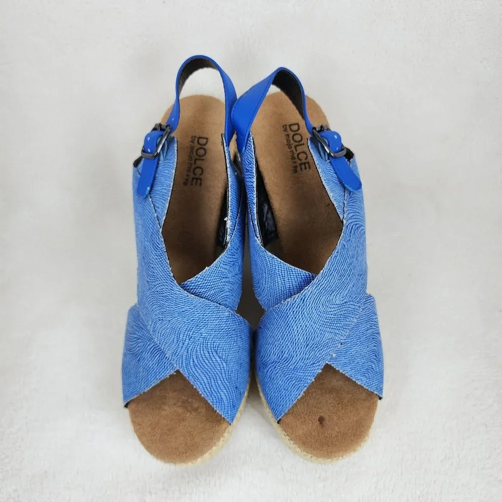 Dolce By Mojo Moxy Sunset Navy Denim Strappy Slingback Platform Sandals 9M Y2K